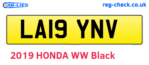 LA19YNV are the vehicle registration plates.