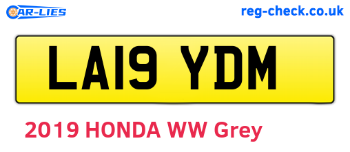 LA19YDM are the vehicle registration plates.