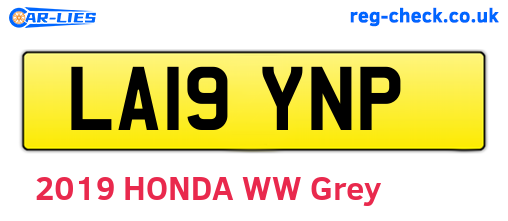 LA19YNP are the vehicle registration plates.