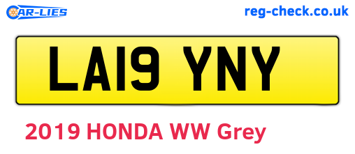 LA19YNY are the vehicle registration plates.