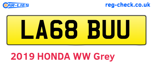 LA68BUU are the vehicle registration plates.