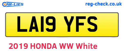 LA19YFS are the vehicle registration plates.