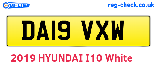 DA19VXW are the vehicle registration plates.