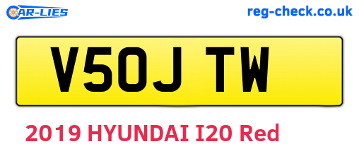 V50JTW are the vehicle registration plates.