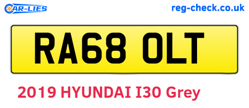 RA68OLT are the vehicle registration plates.