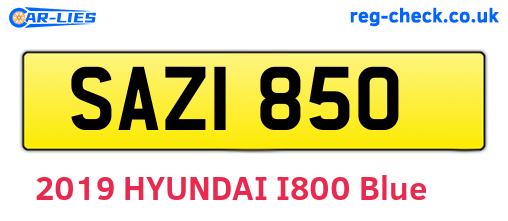 SAZ1850 are the vehicle registration plates.