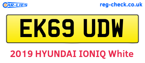 EK69UDW are the vehicle registration plates.