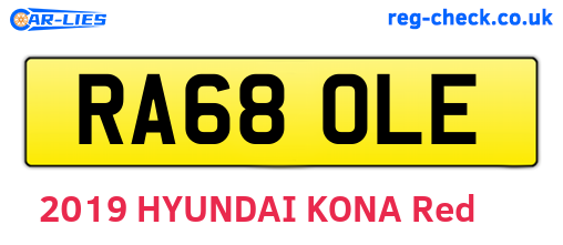 RA68OLE are the vehicle registration plates.