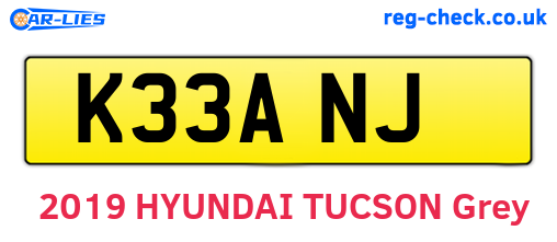 K33ANJ are the vehicle registration plates.