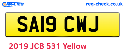 SA19CWJ are the vehicle registration plates.