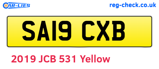 SA19CXB are the vehicle registration plates.