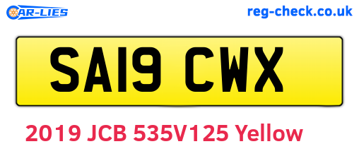 SA19CWX are the vehicle registration plates.