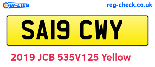 SA19CWY are the vehicle registration plates.