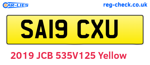 SA19CXU are the vehicle registration plates.