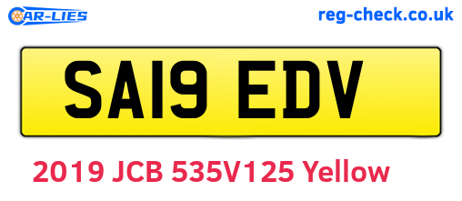 SA19EDV are the vehicle registration plates.