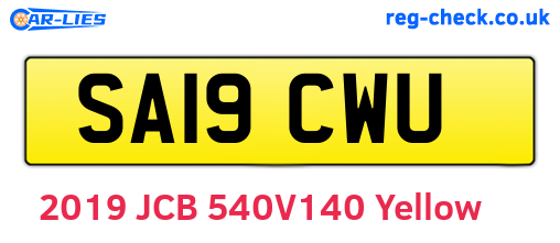SA19CWU are the vehicle registration plates.