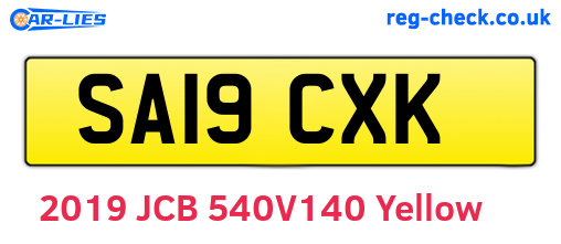 SA19CXK are the vehicle registration plates.