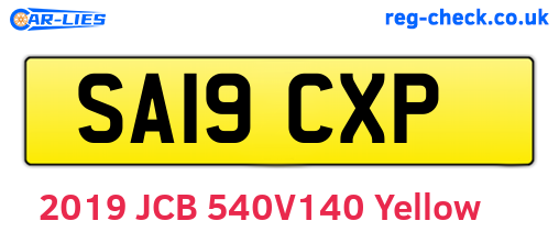 SA19CXP are the vehicle registration plates.