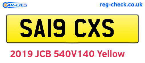 SA19CXS are the vehicle registration plates.