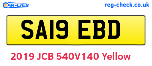 SA19EBD are the vehicle registration plates.