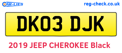 DK03DJK are the vehicle registration plates.