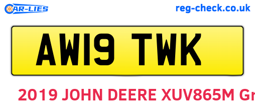 AW19TWK are the vehicle registration plates.