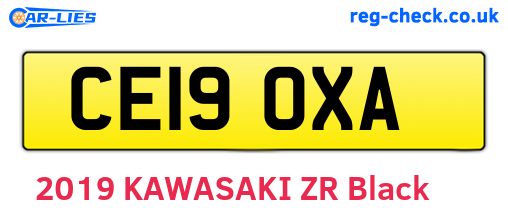CE19OXA are the vehicle registration plates.