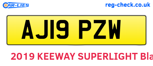 AJ19PZW are the vehicle registration plates.