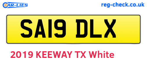 SA19DLX are the vehicle registration plates.