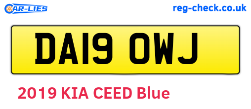 DA19OWJ are the vehicle registration plates.