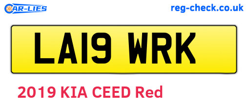 LA19WRK are the vehicle registration plates.