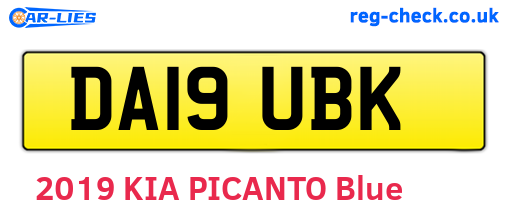 DA19UBK are the vehicle registration plates.