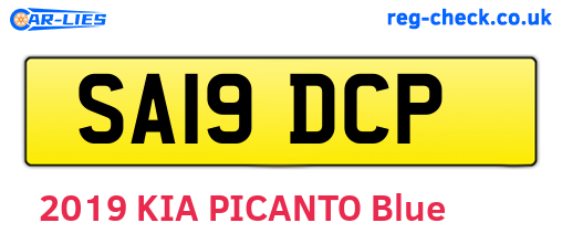 SA19DCP are the vehicle registration plates.