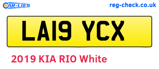 LA19YCX are the vehicle registration plates.