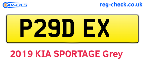 P29DEX are the vehicle registration plates.