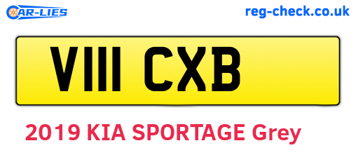 V111CXB are the vehicle registration plates.