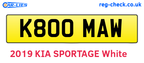 K800MAW are the vehicle registration plates.