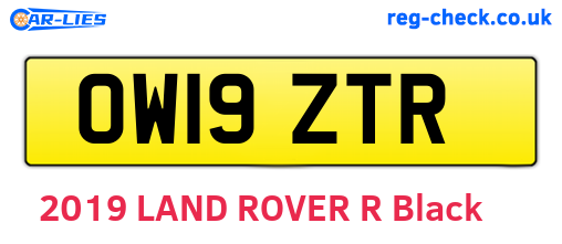 OW19ZTR are the vehicle registration plates.