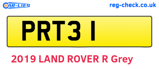 PRT31 are the vehicle registration plates.
