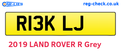 R13KLJ are the vehicle registration plates.