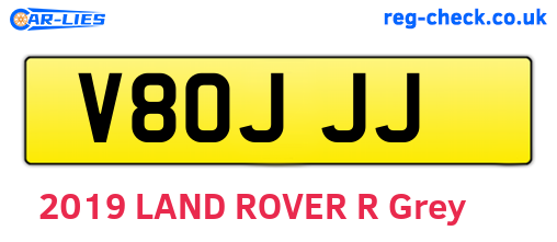 V80JJJ are the vehicle registration plates.
