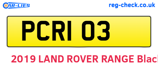 PCR103 are the vehicle registration plates.