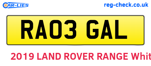 RA03GAL are the vehicle registration plates.