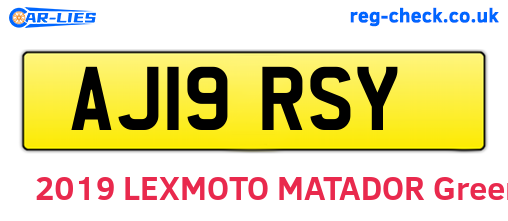 AJ19RSY are the vehicle registration plates.