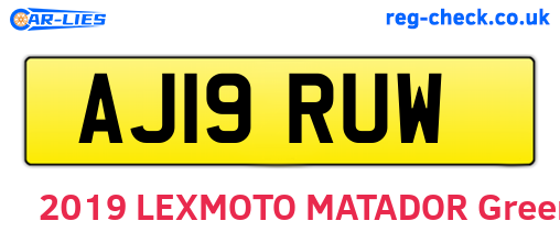 AJ19RUW are the vehicle registration plates.