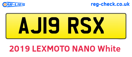 AJ19RSX are the vehicle registration plates.