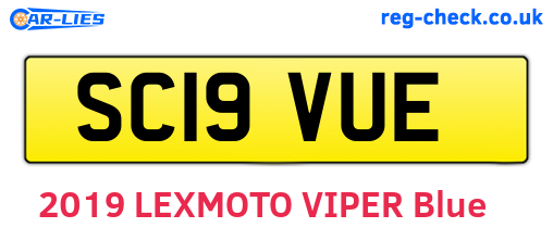 SC19VUE are the vehicle registration plates.