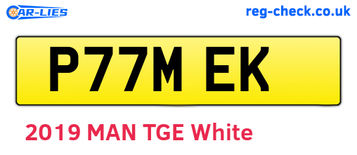P77MEK are the vehicle registration plates.