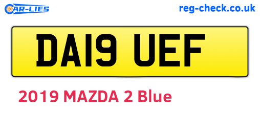 DA19UEF are the vehicle registration plates.
