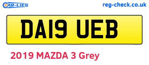 DA19UEB are the vehicle registration plates.